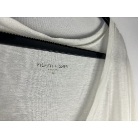Eileen Fisher Organic Linen Knit Top Womens Sz Medium White Lagenlook Oversized - Picture 3 of 6